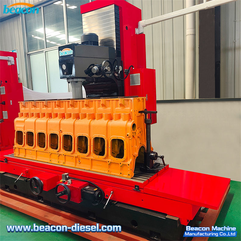 T2200 Portable Cylinder Boring Machine - front overall view showing the complete machine with spindle, base plate, and controls