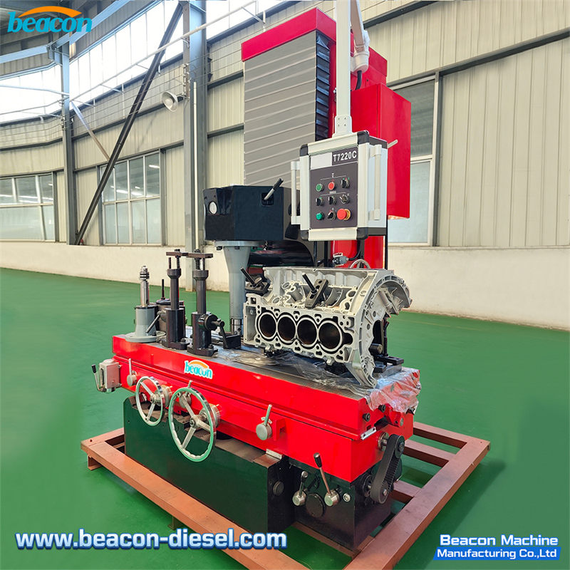 T7220C Cylinder Boring Machine - front-side view showing the column and boring head assembly