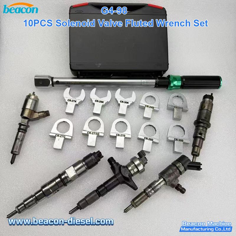 G4-98 10pc Solenoid Valve Scalloped Wrench Set - Bosch Denso Delphi Diesel Injector Service Tool