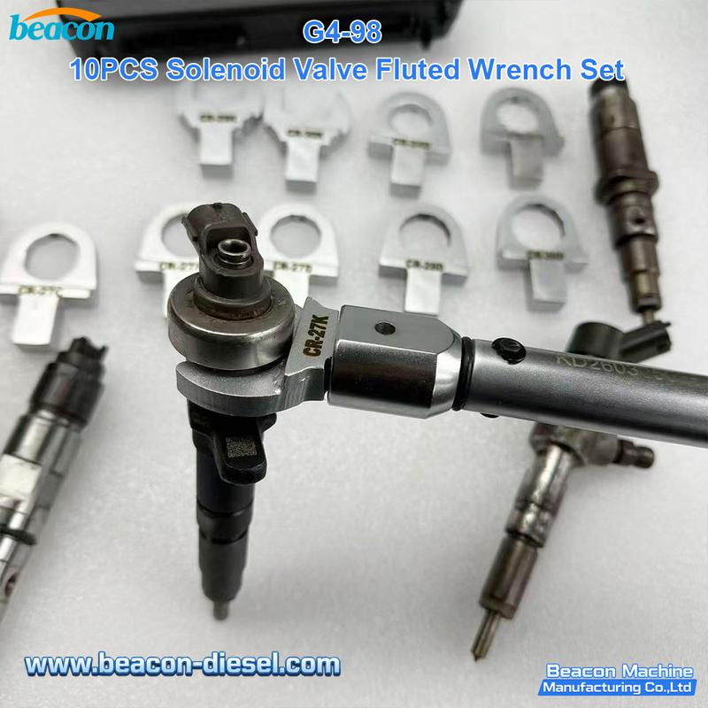 G4-98 10pc Solenoid Valve Scalloped Wrench Set - Bosch Denso Delphi Diesel Injector Service Tool