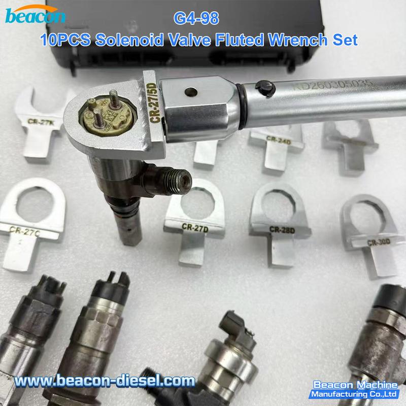 G4-98 10pc Solenoid Valve Scalloped Wrench Set - Bosch Denso Delphi Diesel Injector Service Tool