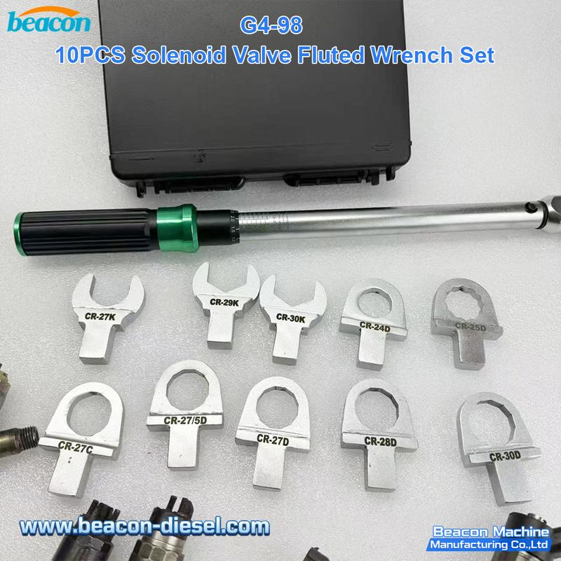 G4-98 10pc Solenoid Valve Scalloped Wrench Set - Bosch Denso Delphi Diesel Injector Service Tool