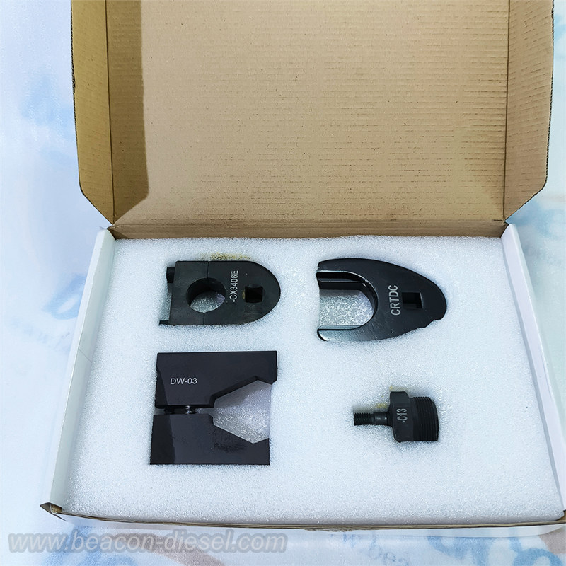 Model G4-9 disassembly fixture and testing adapter tool kit for Caterpillar C13 and C15 pump injectors.