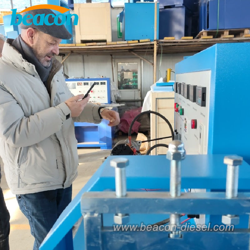 Algerian clients inspecting BCQZ-2B Alternator Test Bench at Beacon Machine factory