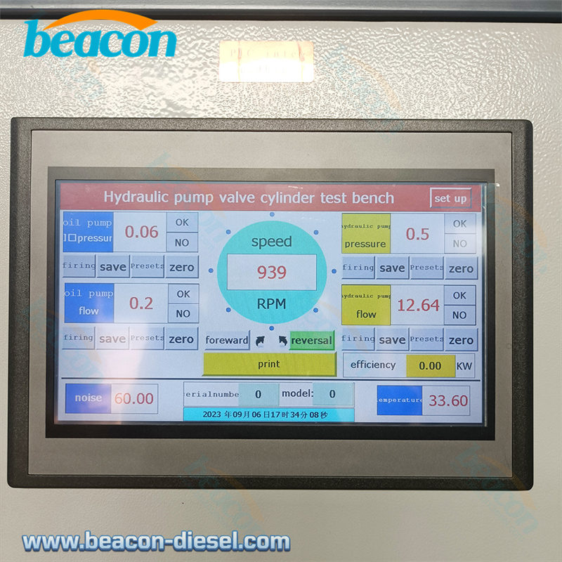 Control panel screen displaying flow and pressure data