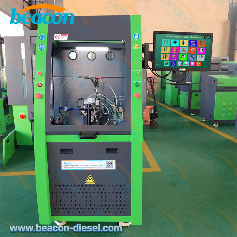 CR1026 green common rail test bench front view with monitor