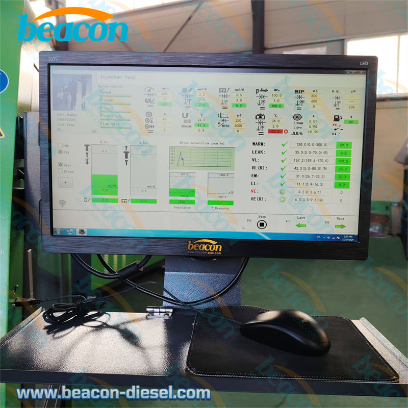 Computer control screen interface of CR1026 test bench