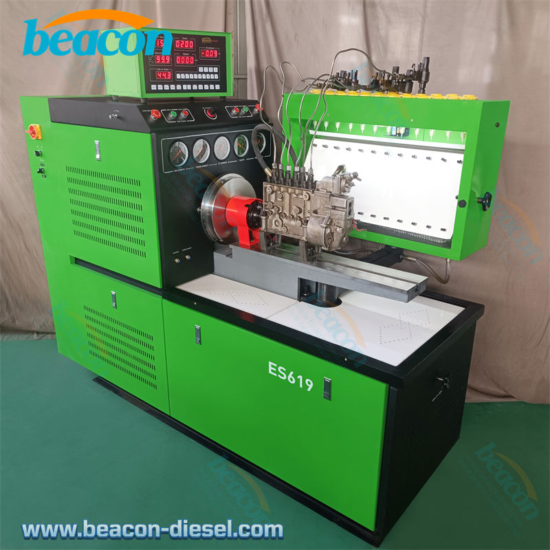 Beacon ES619 diesel injection pump test bench front view green machine.