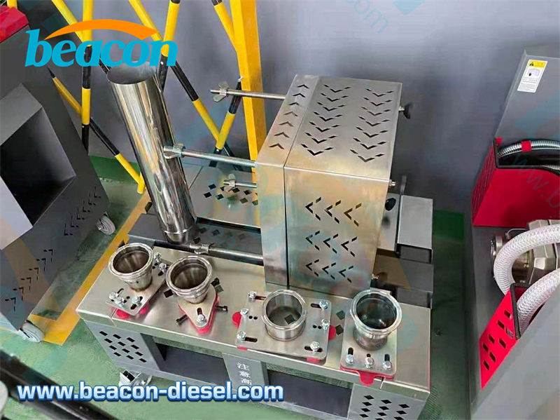 Close-up of the high-temperature heat energy converter and quick connectors