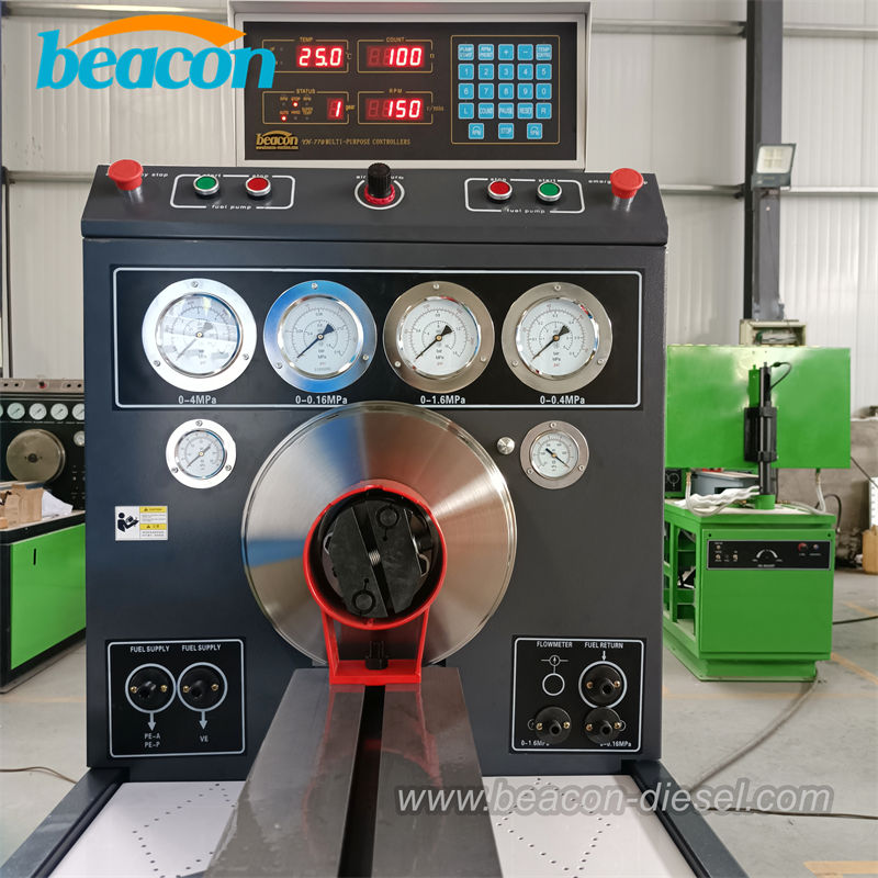 User interface buttons and digital RPM display on the slanted headstock