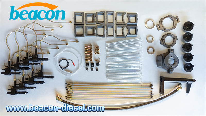 Kit including high-pressure pipes, adapters, and tools