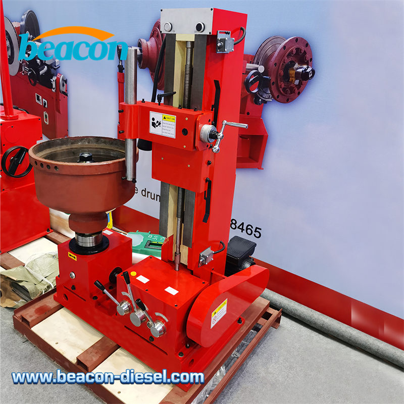 Side profile of T8362 truck brake lathe showing column structure