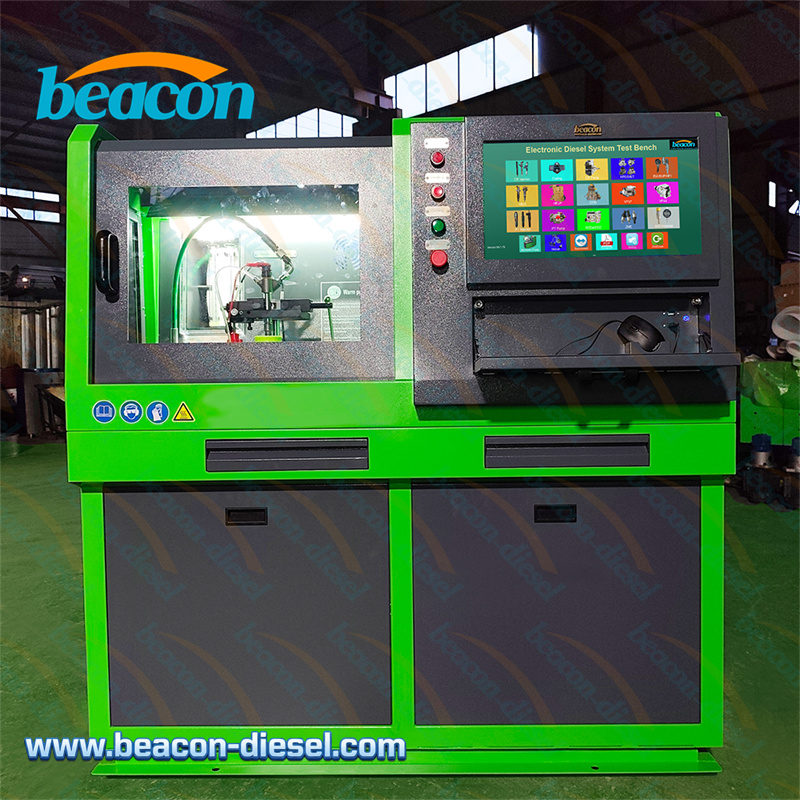 CR317S Common Rail Injector Test Bench front view with green casing and safety door