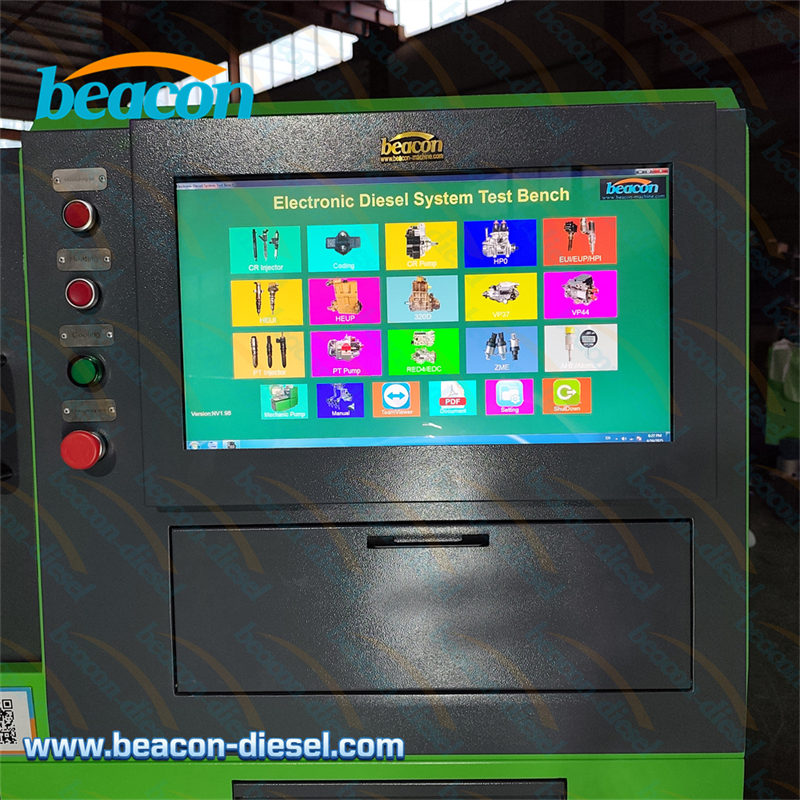 Digital control screen interface displaying electronic diesel system test software