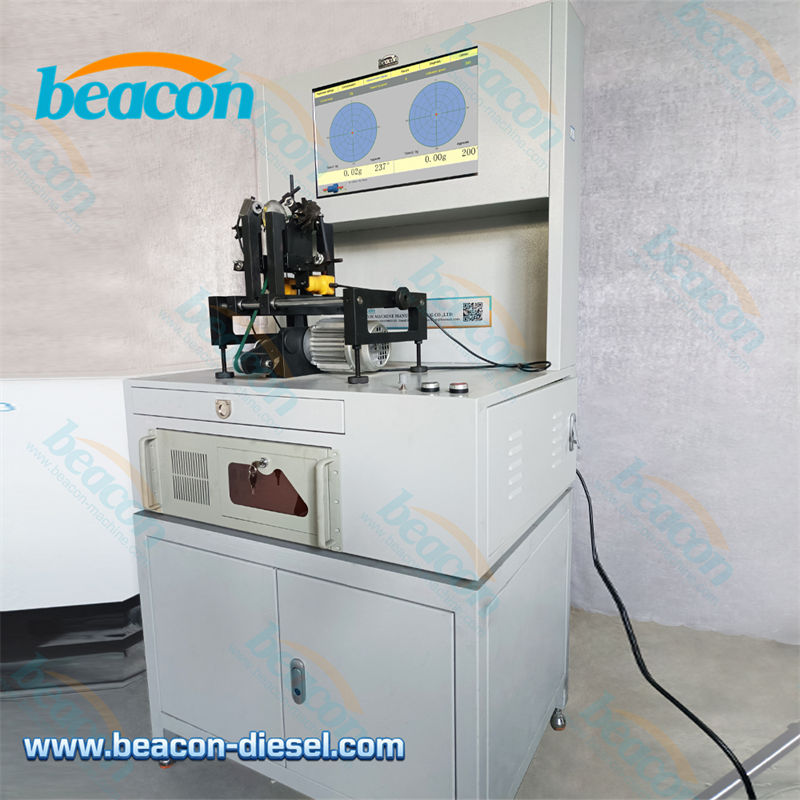 Side profile of the balancing machine showing the belt drive system