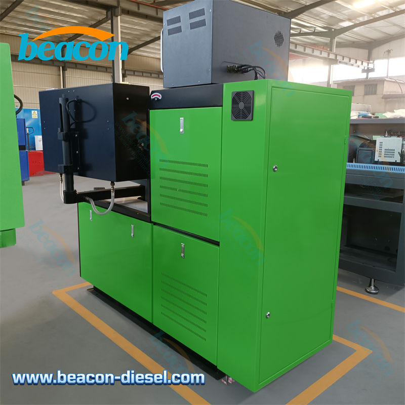 Rear view of BC4000 fuel injection pump test bench showing ventilation and sturdy construction