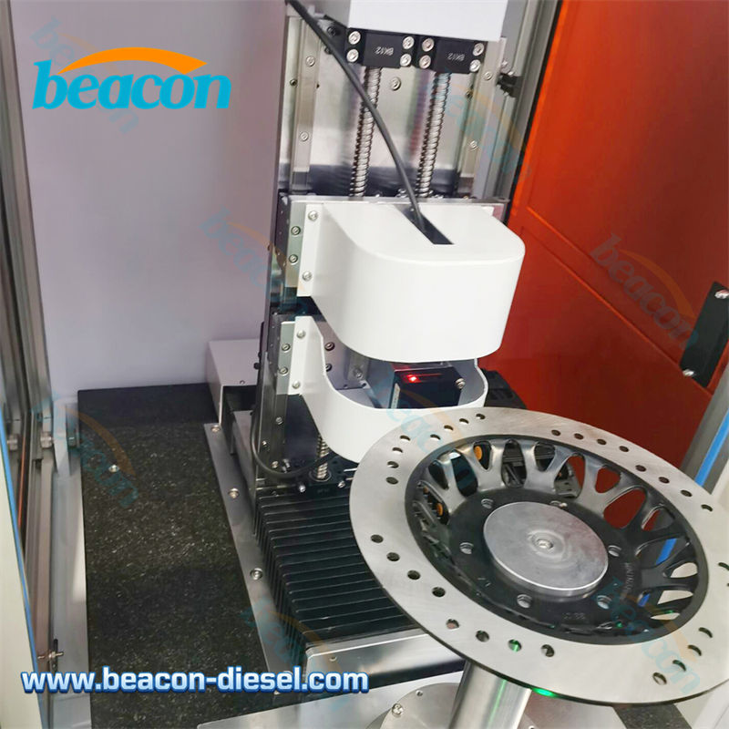 Close-up of air-floating spindle and laser sensors