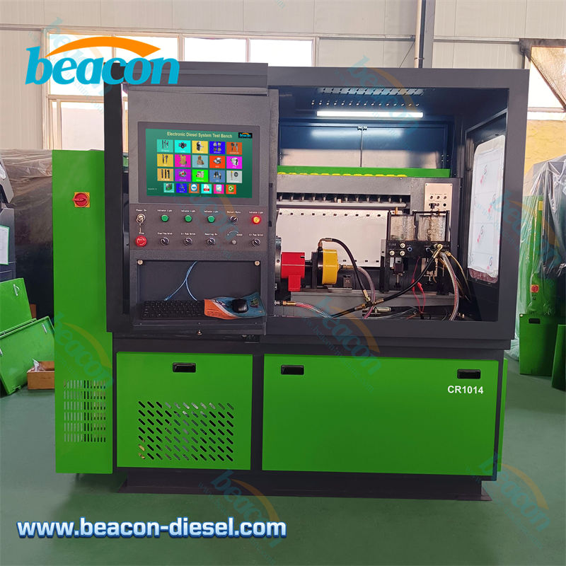 Beacon CR1014 multifunctional diesel test bench front view with green and black chassis