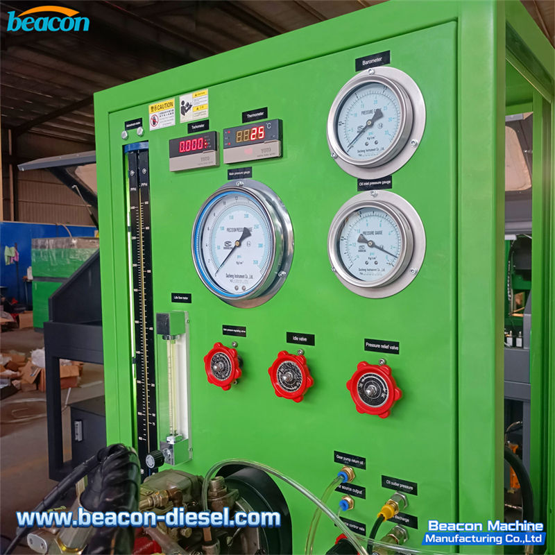 Analog pressure gauges and digital indicators on the PT212 dashboard