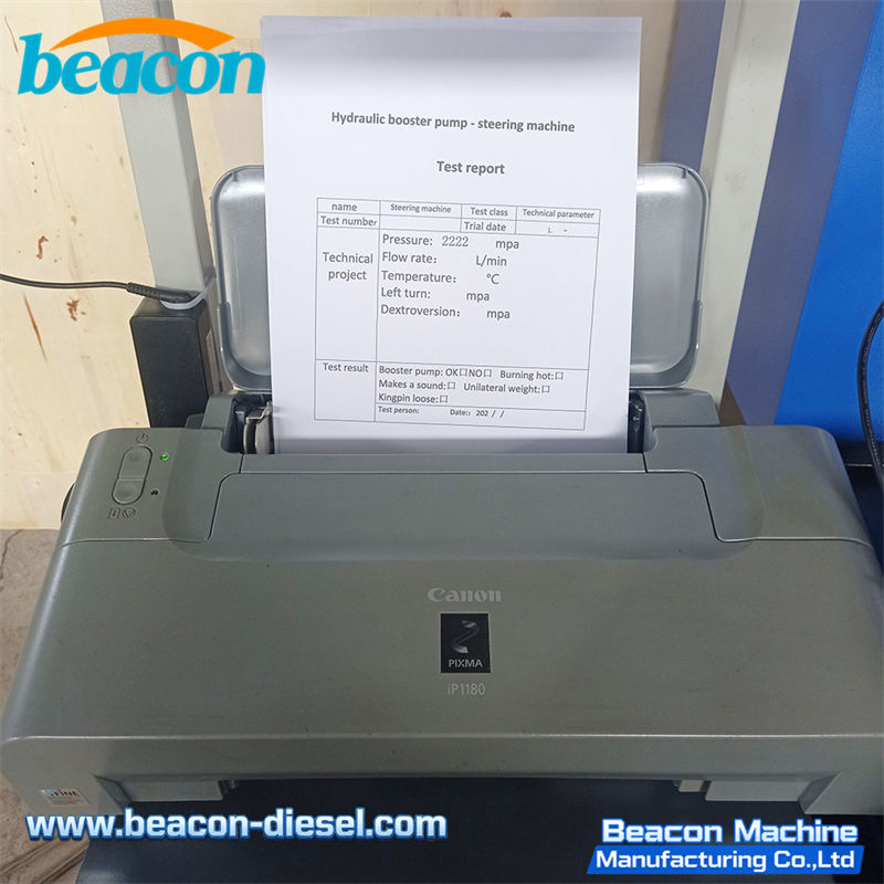 Printing test report on BC-SGC machine