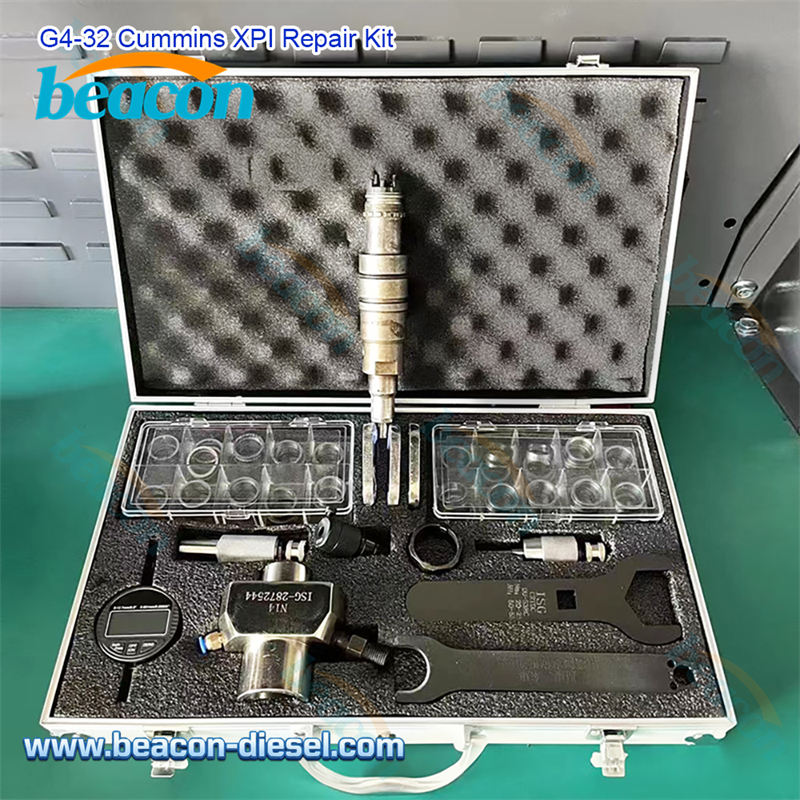G4-32 Cummins XPI injector repair tool kit in open aluminum case